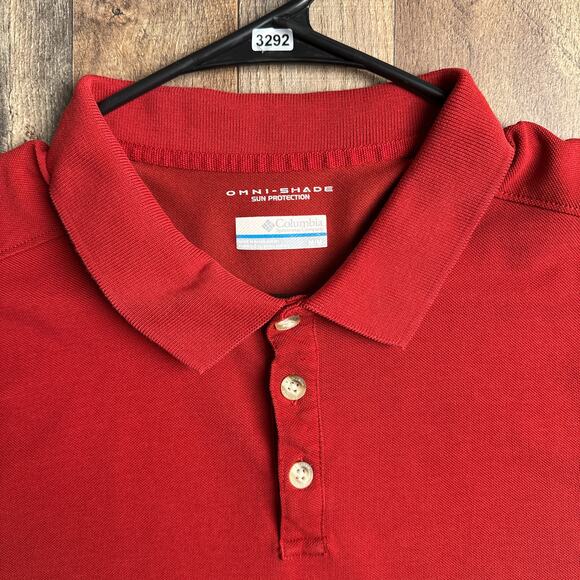 Columbia Elm Creek Polo Shirt Men's Medium Red‎ Short Sleeve Omni-Shade Fishing - Picture 9 of 9